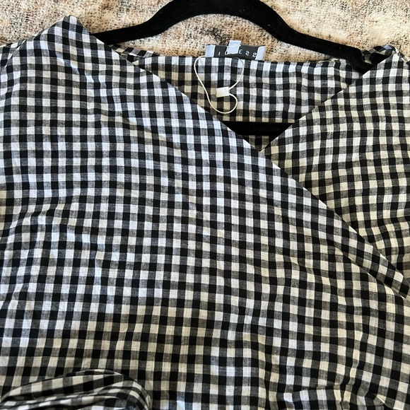 Lioness Women Esmeralda Wrap Top Gingham Black White Check Front Tie XS Stylish - Picture 8 of 15